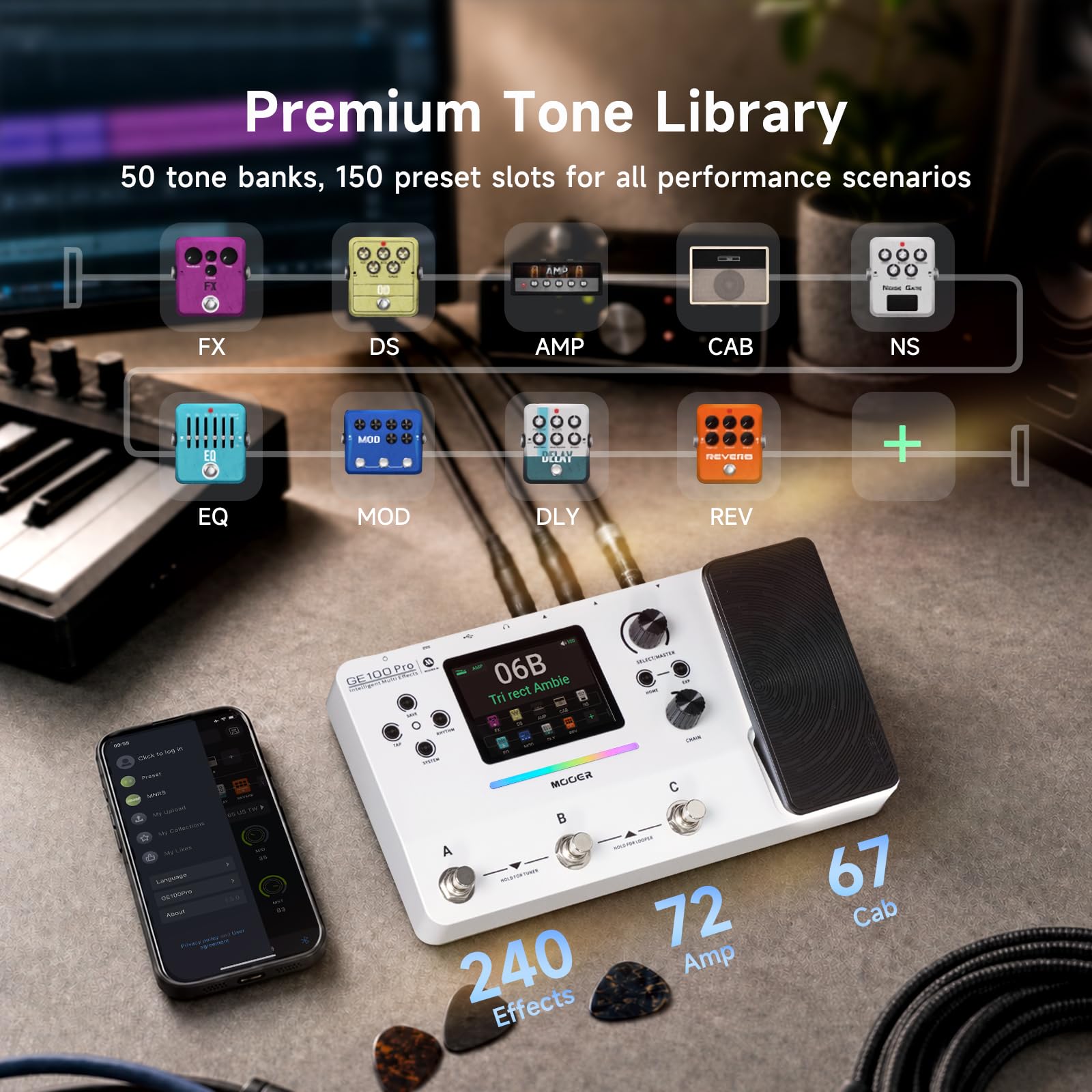 Amazon.com: MOOER GE100Pro Guitar Multi-Effects Pedal 3.5 inch